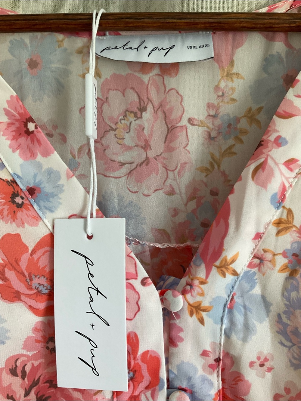 NWT Petal & Pup Floral Chiffon Mini Dress XL Romantic Cottagecore Long Sleeve - Picture 4 of 9